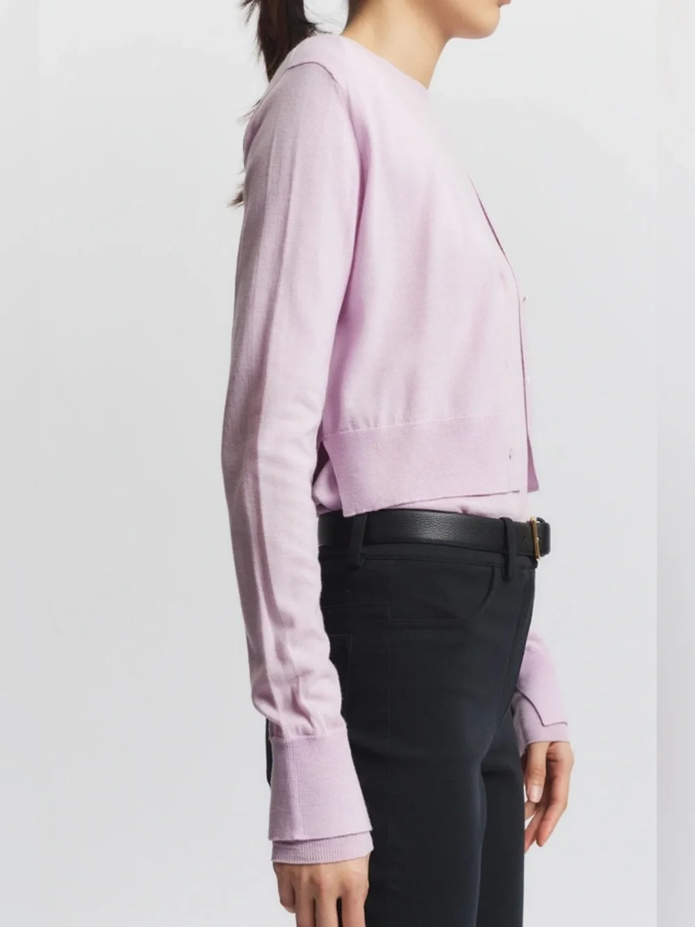 Saint Art Nixon Cropped Cardigan Merino Wool Womens Size Large Lilac.   21